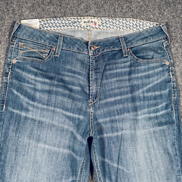 Ariat Real Jeans Womens 34R Blue Bootcut Denim Tennessee Real Daniela Western - Picture 2 of 13